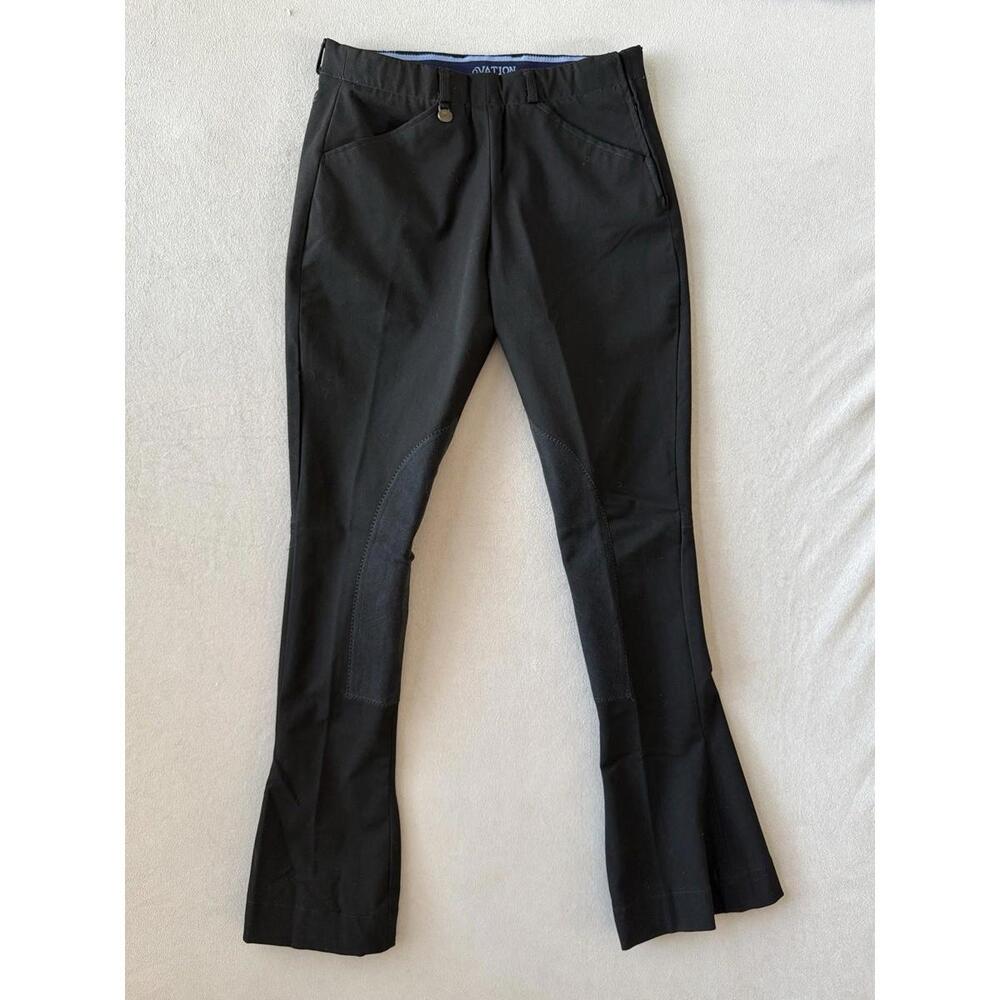 Ovation Riding Breeches Womens 30L Black Stretch Equestrian Pants Knee Patch